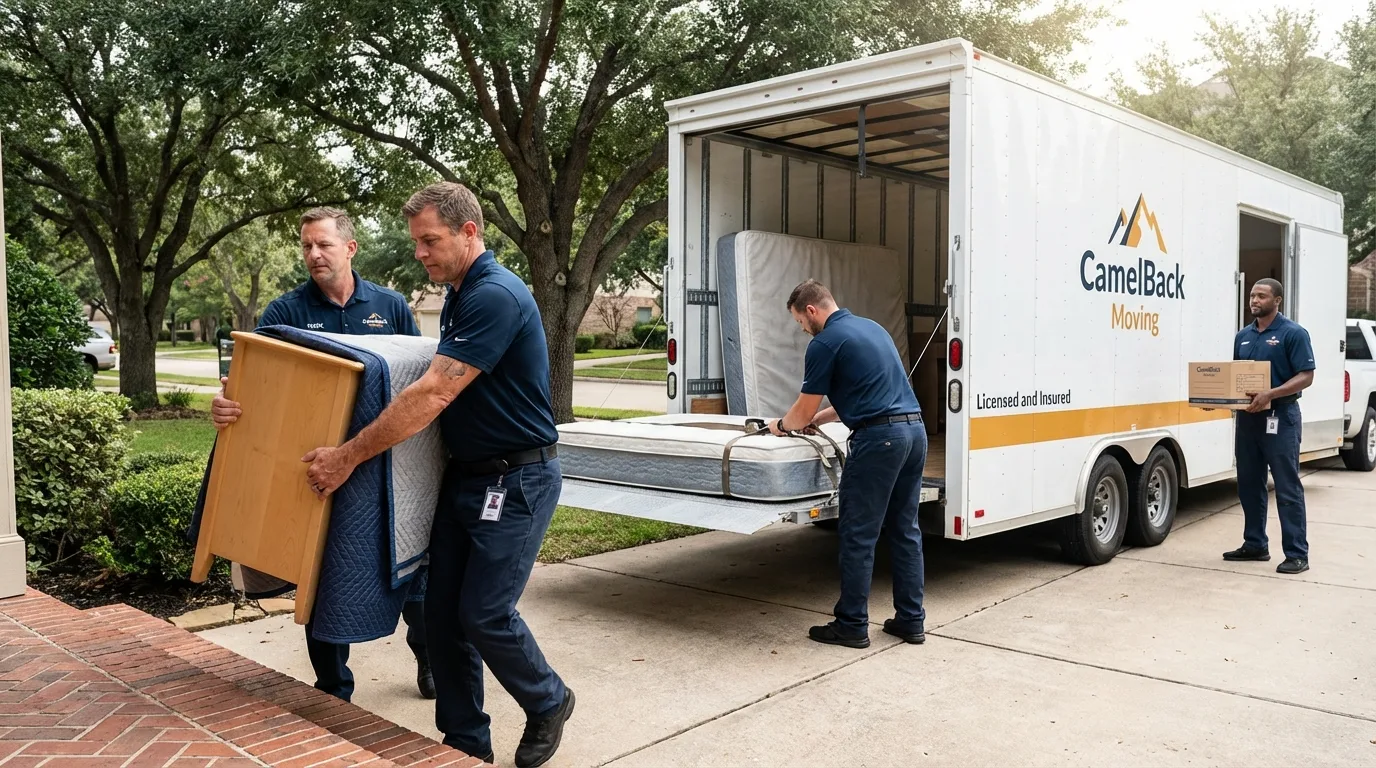 Crew loading residential truck for cross-state move from Klamath Falls, OR