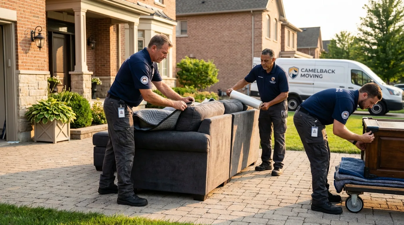 Large estate moving crew wrapping furniture in Klamath Falls, OR